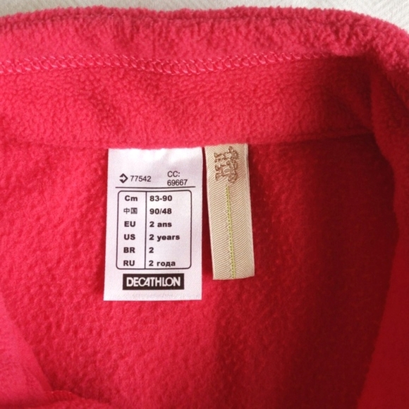 quechua decathlon hot pink fleece pullover sweater 2T toddler girls - Picture 3 of 6